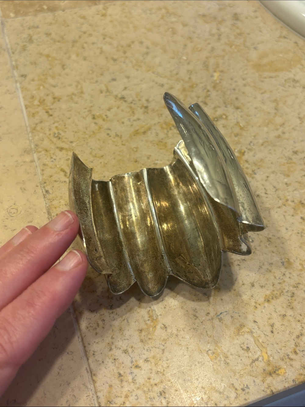 Polished Silver-Tone Chunky Vintage Cuff - Picture 3 of 4